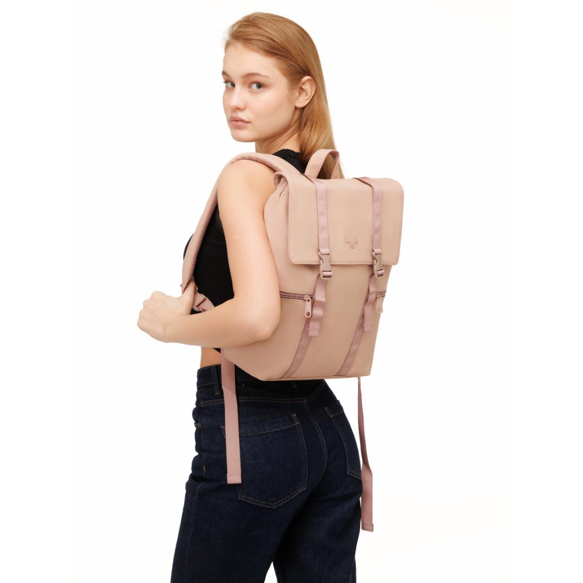 MaH Siro - Sac à Dos Rose Cendre | Cuir Vegan | Medium