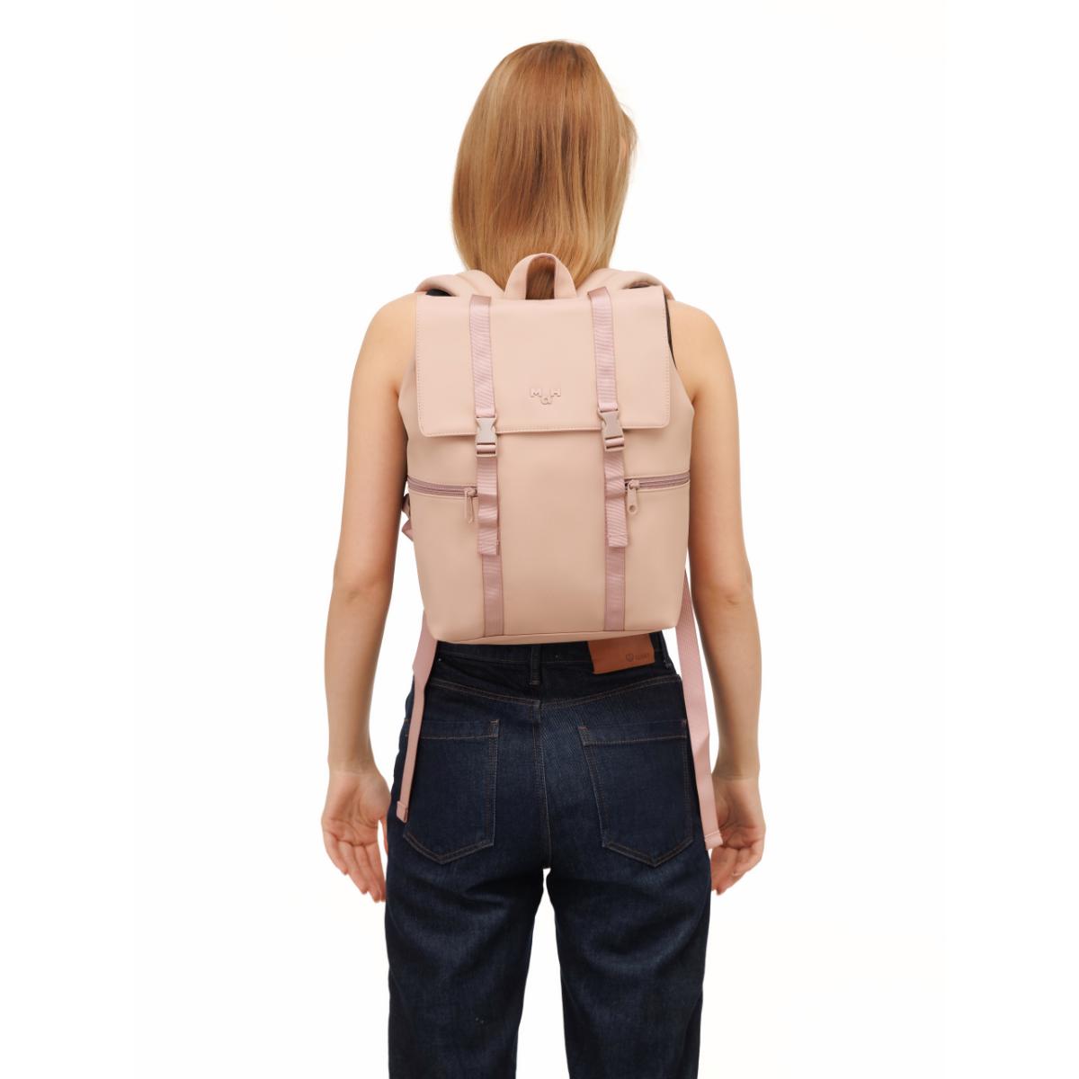 MaH Siro - Sac à Dos Rose Cendre | Cuir Vegan | Medium