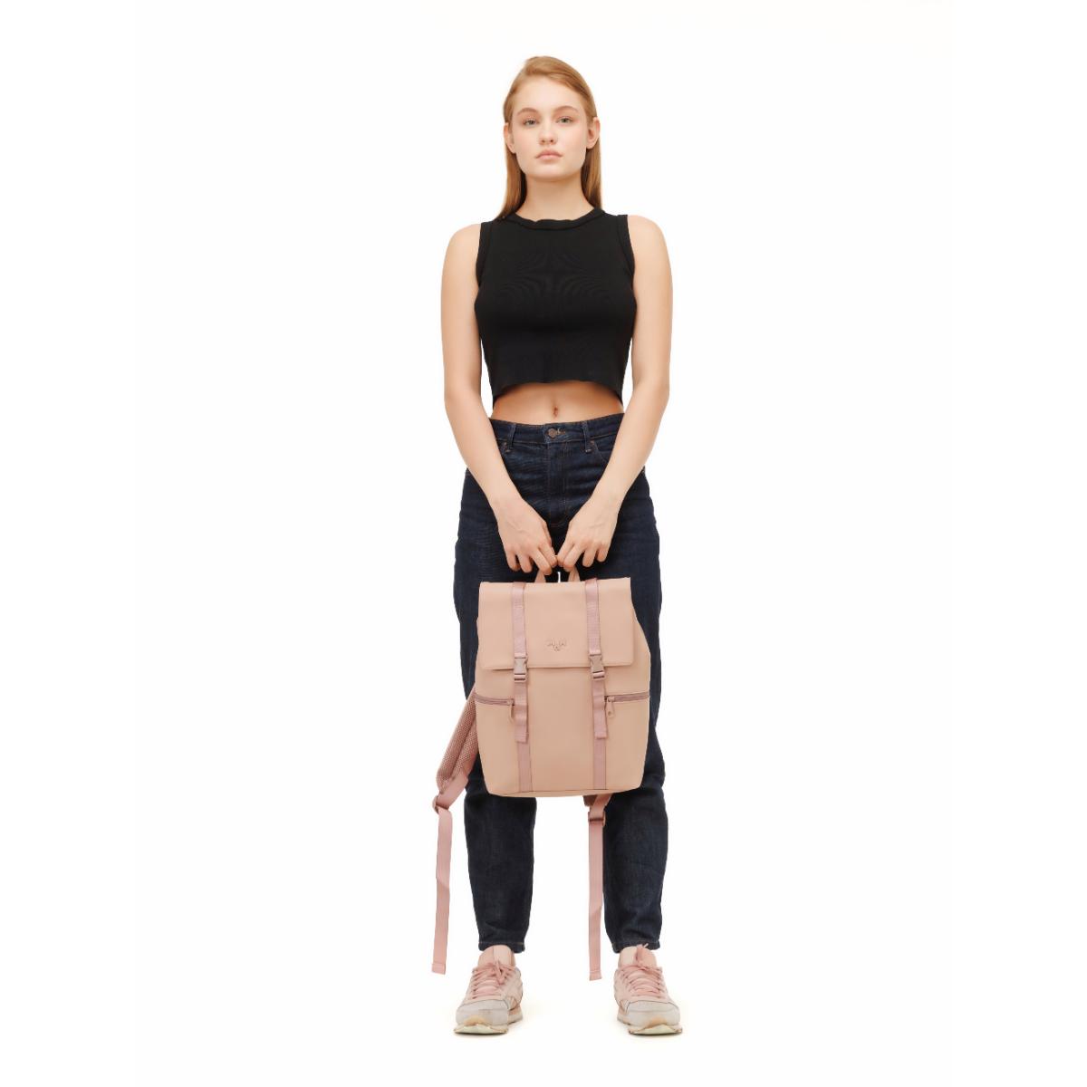 MaH Siro - Sac à Dos Rose Cendre | Cuir Vegan | Medium