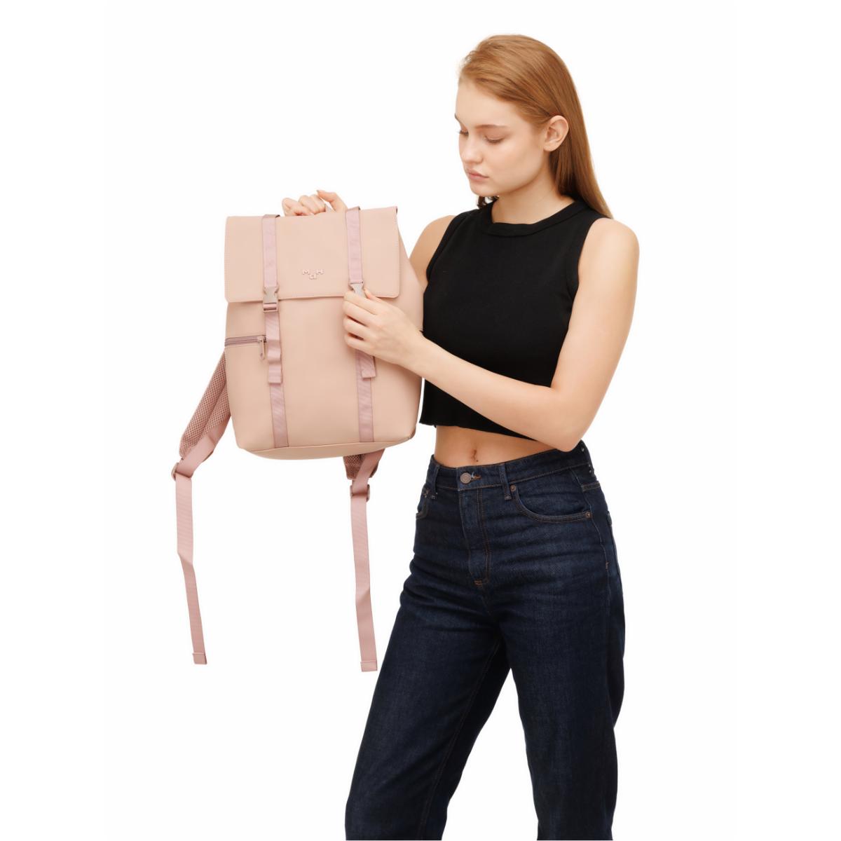 MaH Siro - Sac à Dos Rose Cendre | Cuir Vegan | Medium