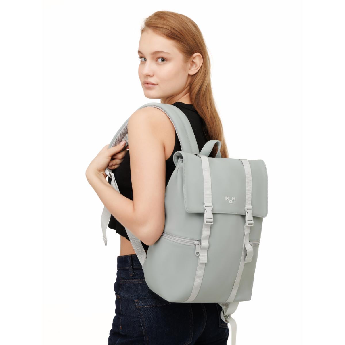 MaH Siro - Sac à Dos Gris Clair | Cuir Vegan | Medium