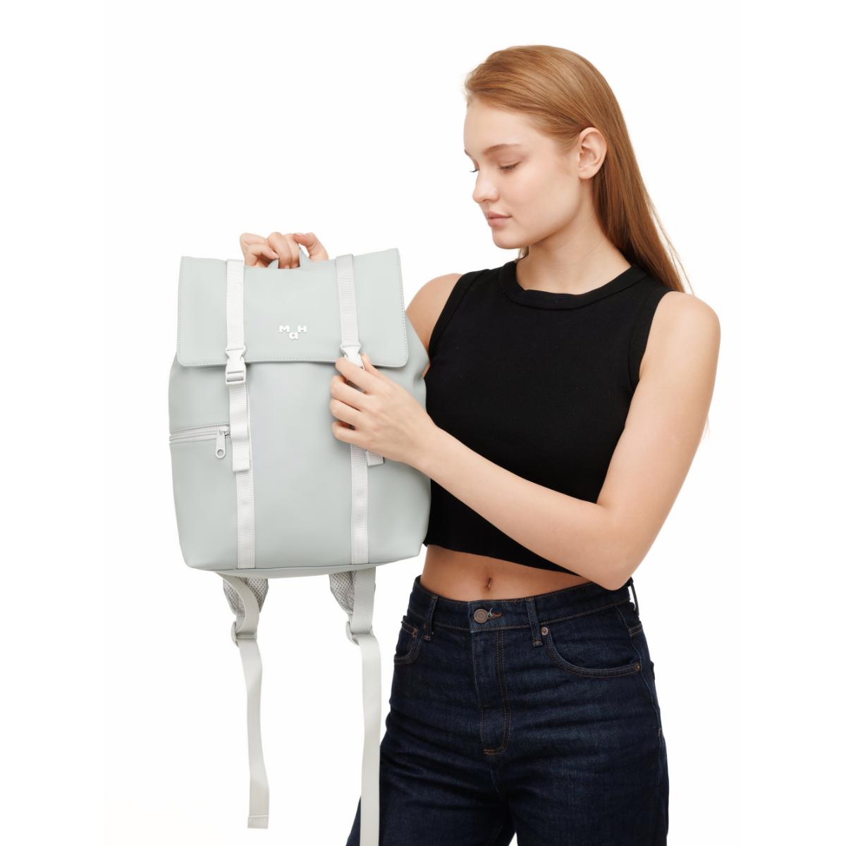 MaH Siro - Sac à Dos Gris Clair | Cuir Vegan | Medium