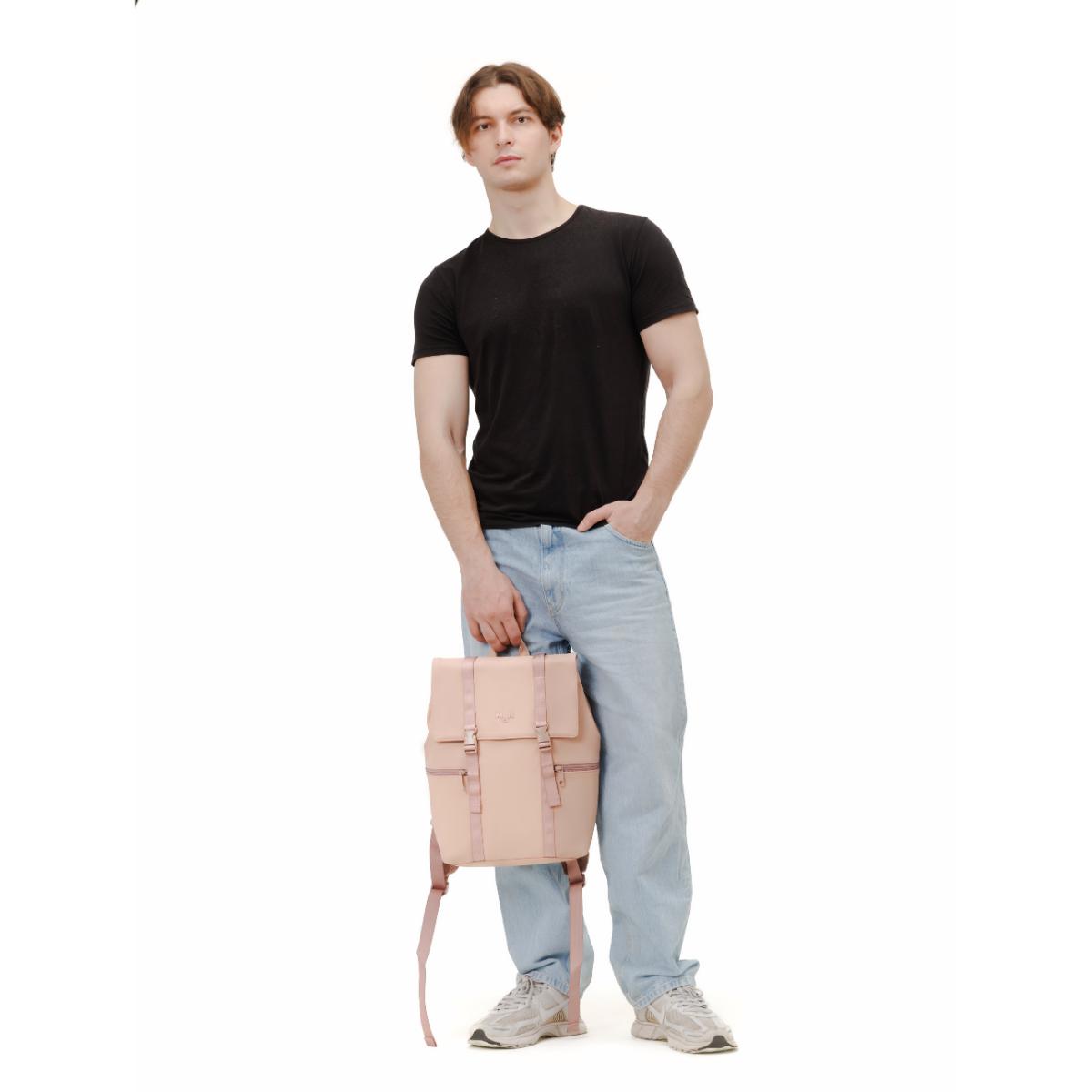 MaH Siro - Sac à Dos Rose Cendre | Cuir Vegan | Medium