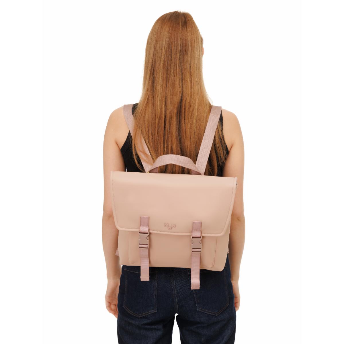 MaH Oli - Sac à Dos Rose Cendre | Cuir Vegan | Maxi
