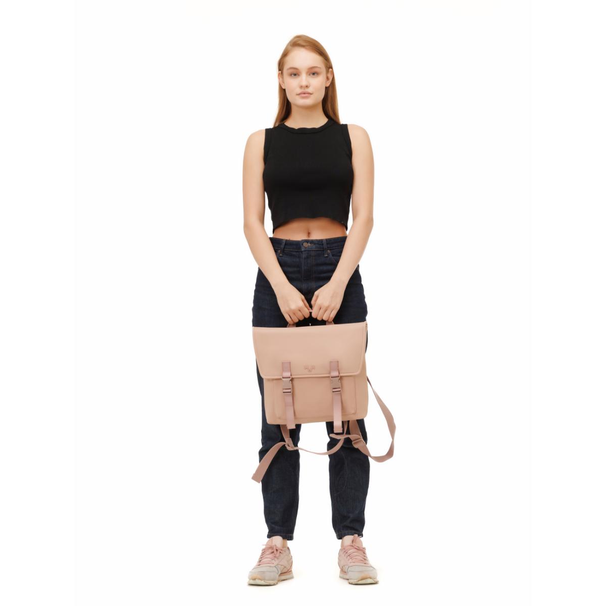 MaH Oli - Sac à Dos Rose Cendre | Cuir Vegan | Maxi