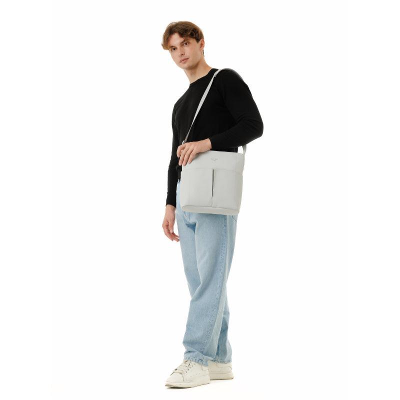 MaH Line Cross - Sac bandoulière Gris Clair | Cuir Vegan