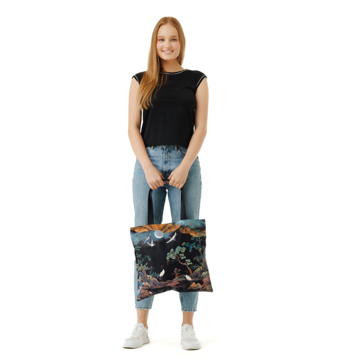 MaH Cabas - Eco Bag - Moonlit Cranes