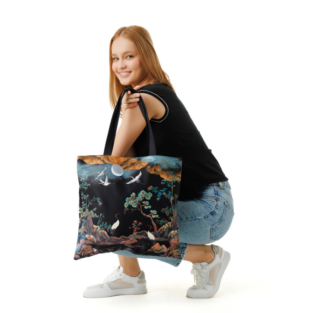 MaH Cabas - Eco Bag - Moonlit Cranes