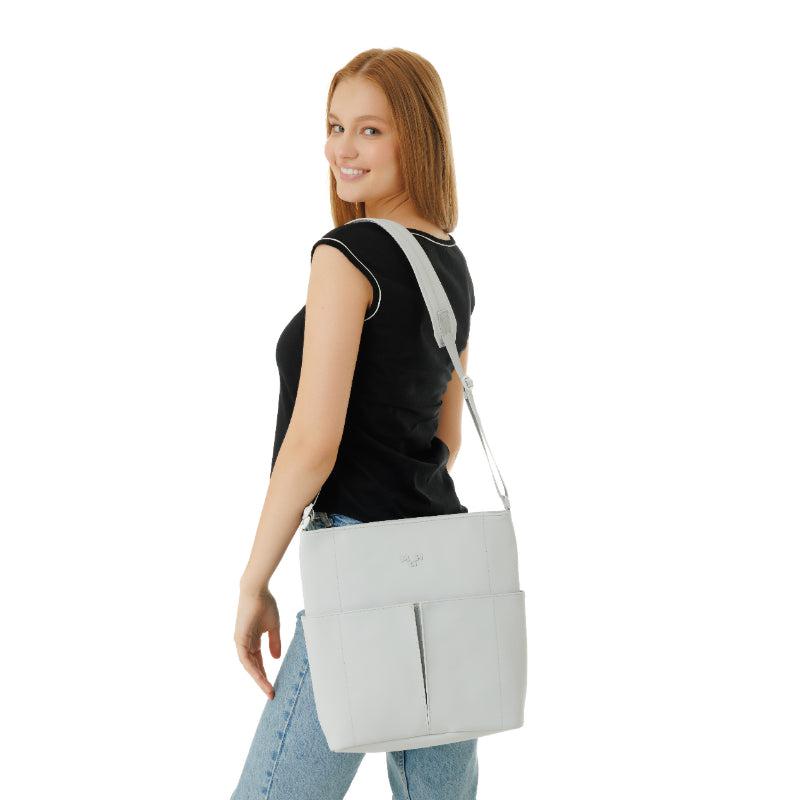 MaH Line Cross - Sac bandoulière Gris Clair | Cuir Vegan