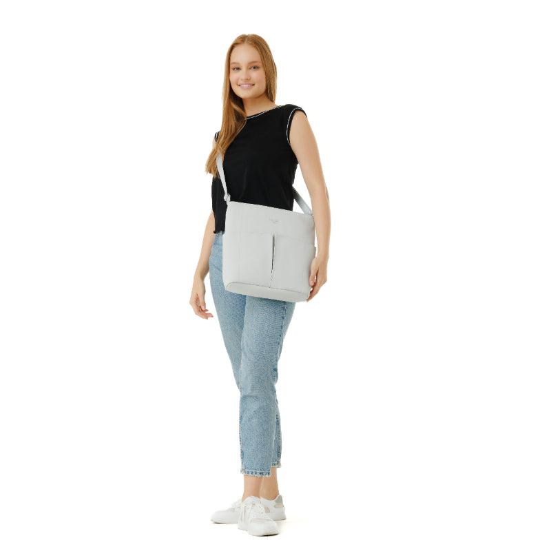 MaH Line Cross - Sac bandoulière Gris Clair | Cuir Vegan