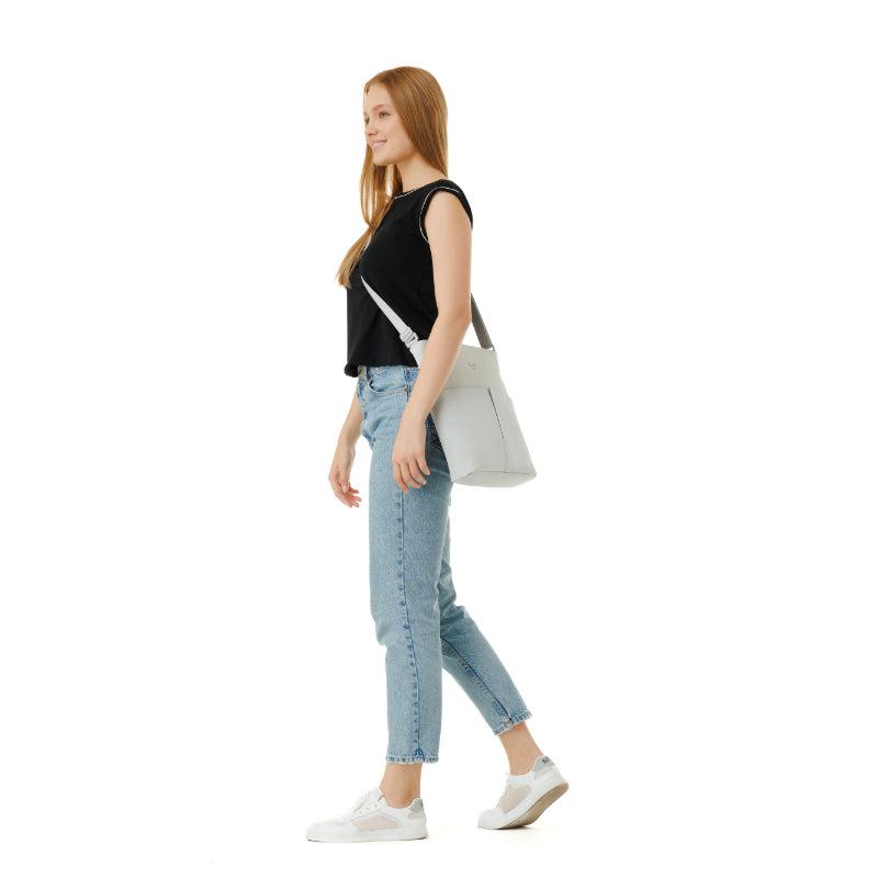 MaH Line Cross - Sac bandoulière Gris Clair | Cuir Vegan